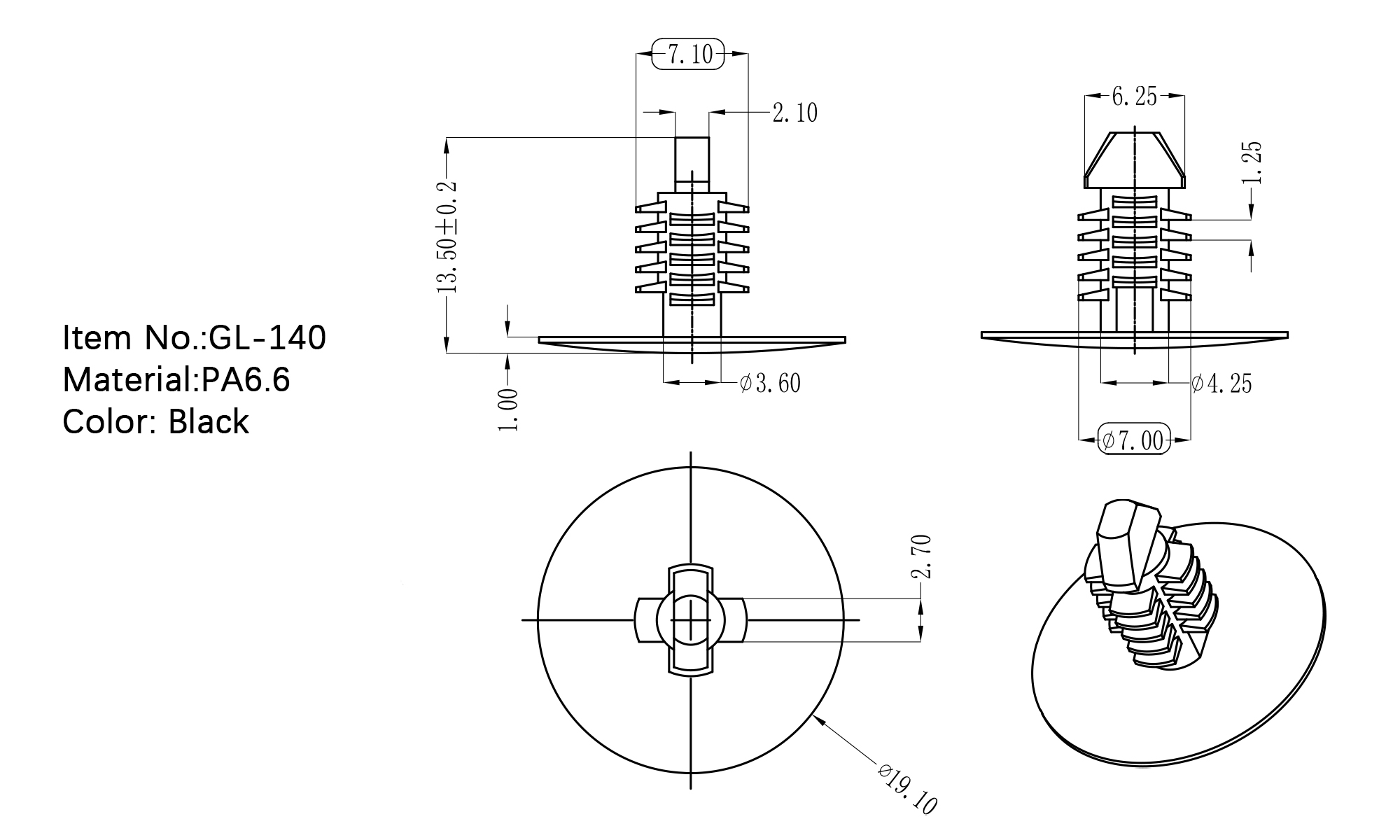 Pine Tree Rivet GL-140